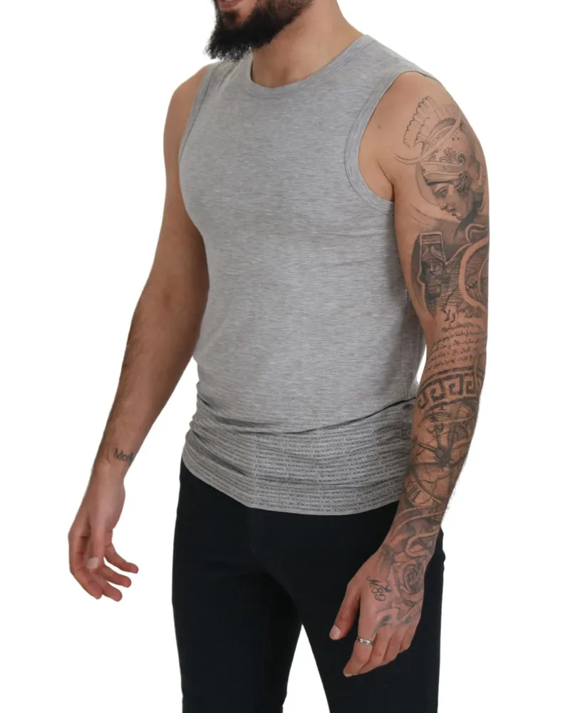 Ermanno Scervino Grey Sleeveless Men Pullover T-Shirt Gray Cotton Gray