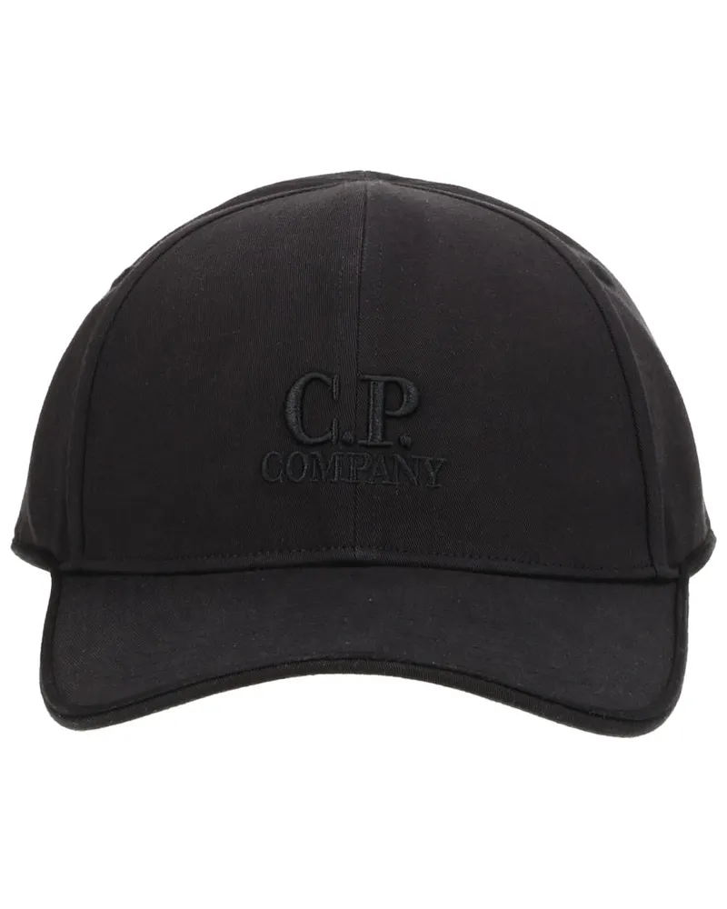 C.P. Company 20CMAC048A_006288A999 Cotton Gabardine Flat Cap — Black Black