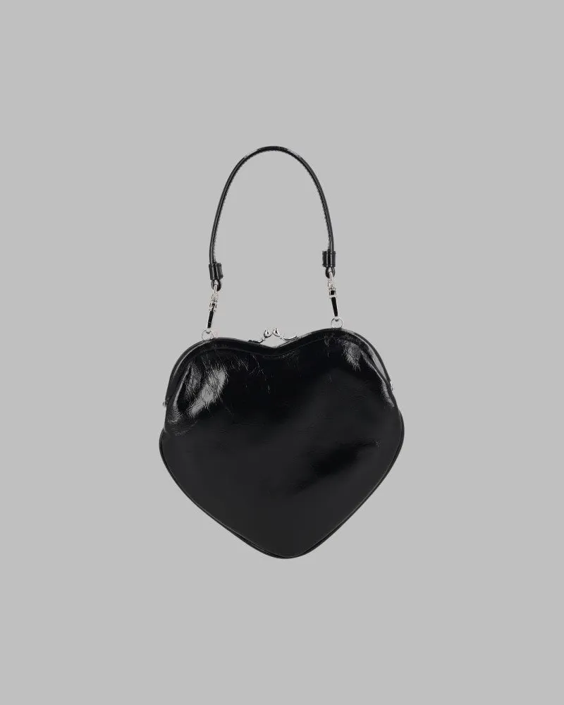 Vivienne Westwood Belle Heart Calfskin Leather Clutch — Black Black