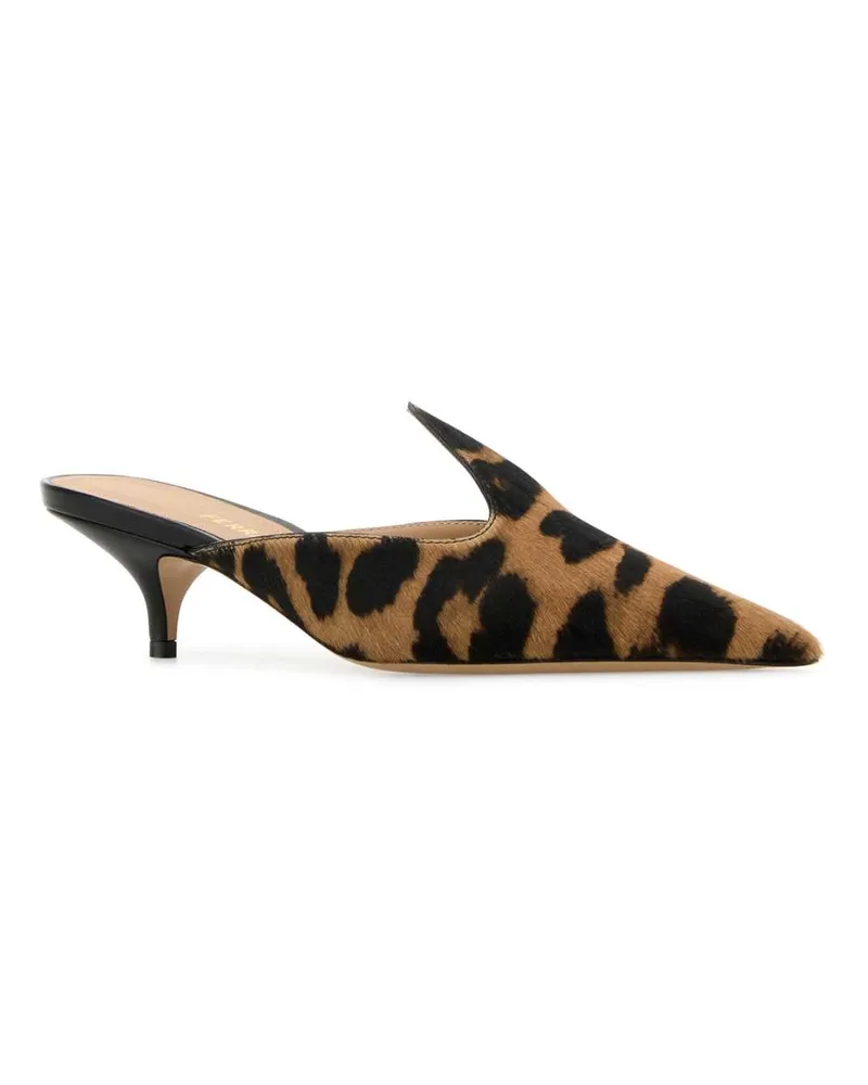 Ferragamo Women's Printed Calf Hair Dorye Mules Tmorobis Scarpe Con Tacco High Heel Shoes Brown