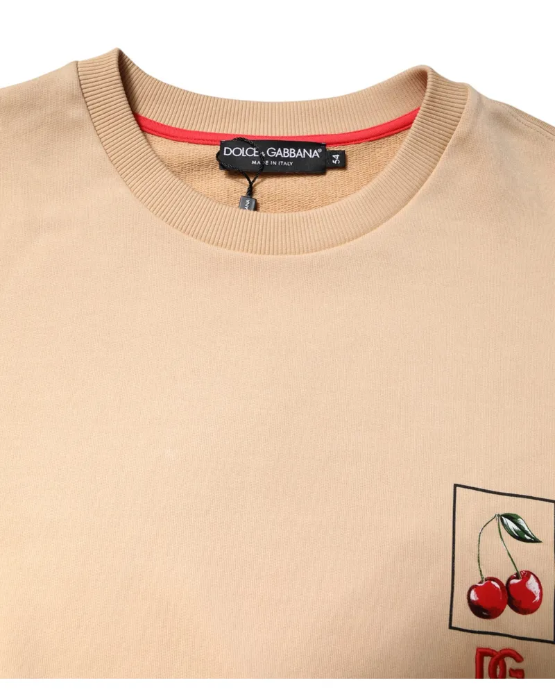 Dolce & Gabbana Cherry Print Crew Neck Sweatshirt — Beige Beige