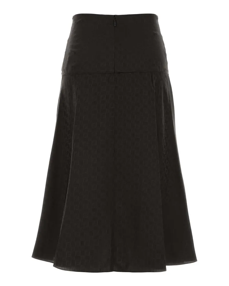 Fendi Women's Embroidered Silk Skirt Dark Brown-25 Exterior: Gonne Brown