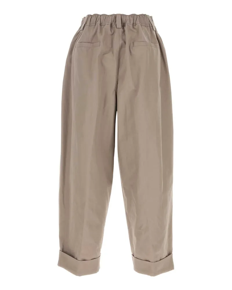 Marni Cotton Woven Trousers — Beige Beige