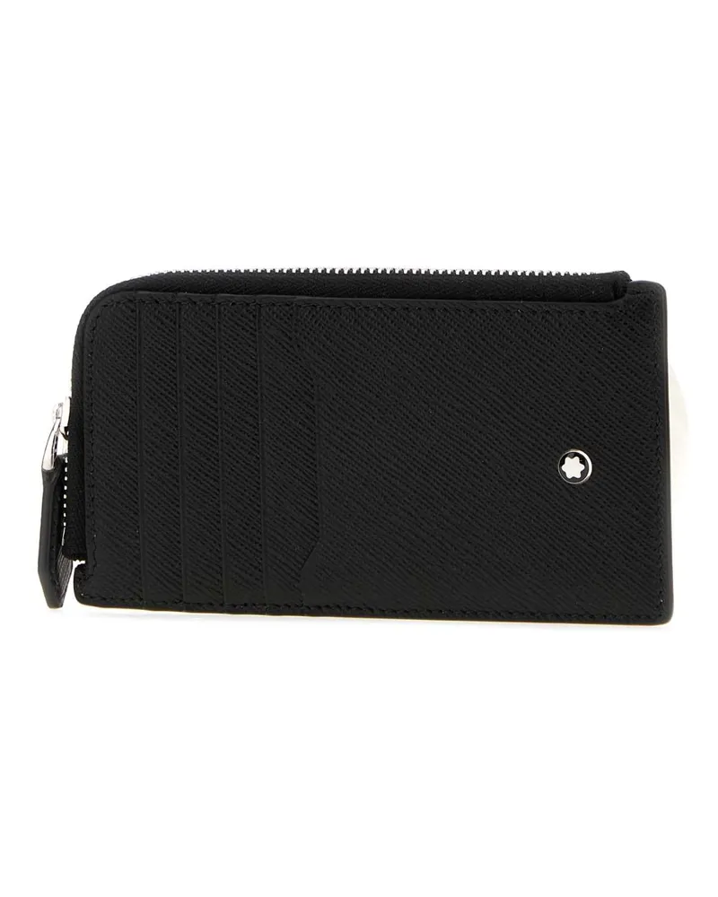 Montblanc Men's Black Leather Card Holder Portafogli Wallet Black