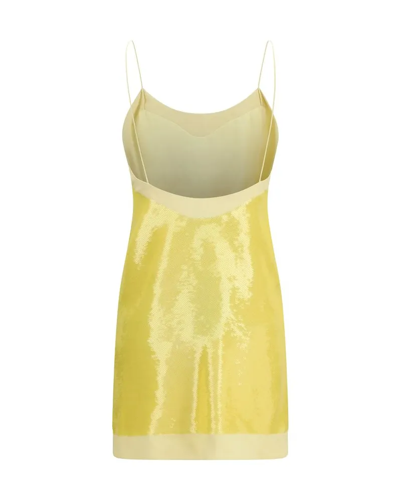 Gucci Women Bicolor Acetate Cocktail Dress Yellow