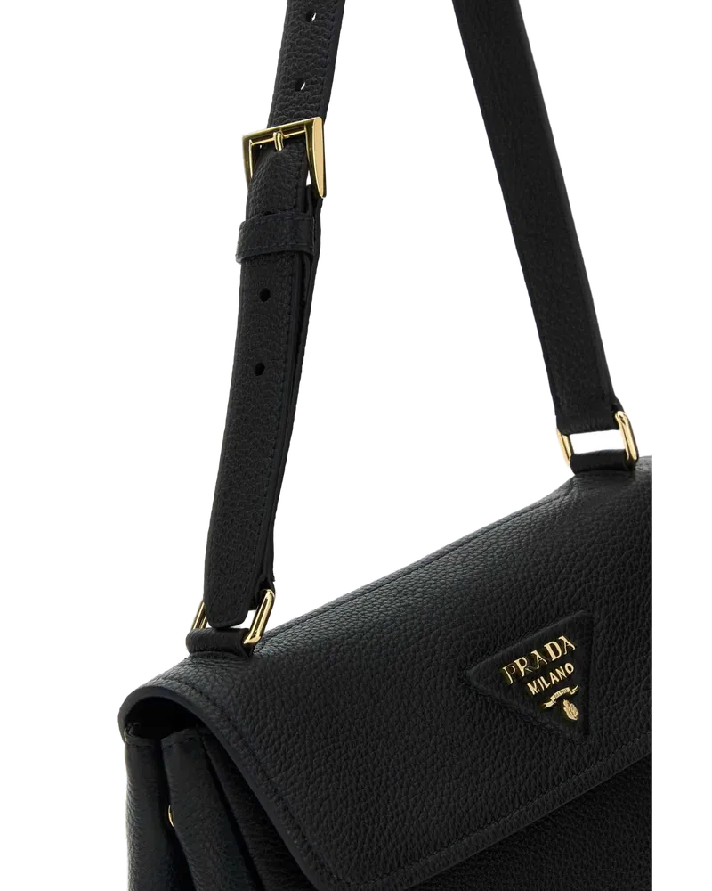Prada Women's Black Leather Small Shoulder Bag Nero Vitello Borse A Mano Black