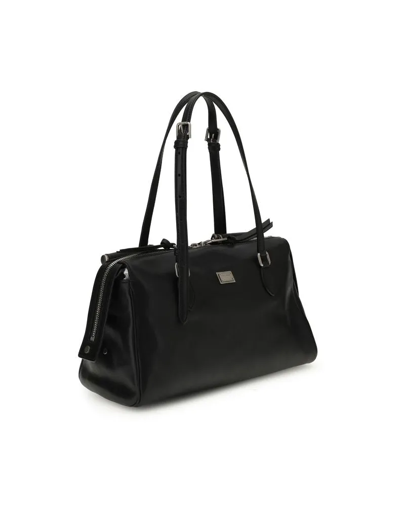 Dolce & Gabbana Women's Black Calf Leather Bos Taurus Shoulder Bag Black
