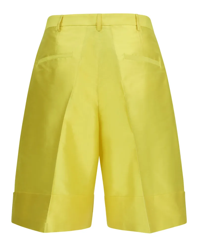 Sara Roka Women's Charlee Shorts Yellow Gold Silk Bermuda Yellow
