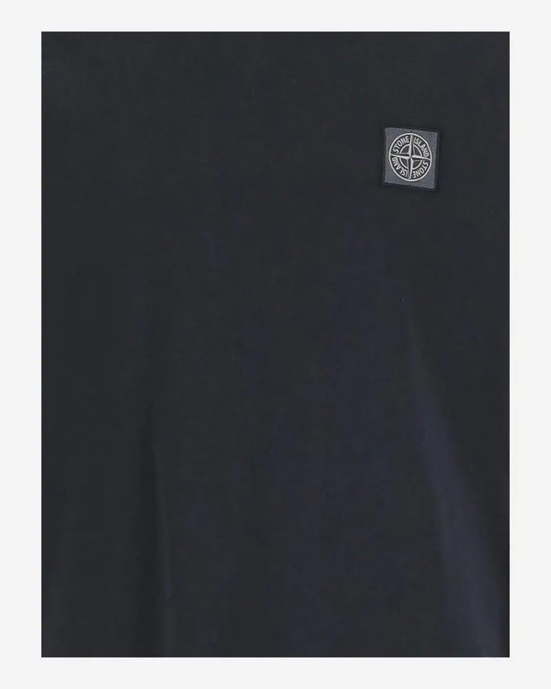 Stone Island Logo-Embroidered Cotton T-Shirt — Navy Navy