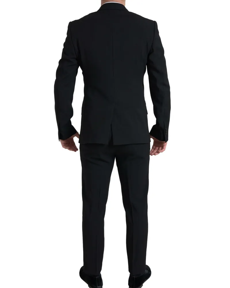 Dolce & Gabbana Men's Black 2 Piece Double Breasted Sicilia Suit Virgin Wool Black