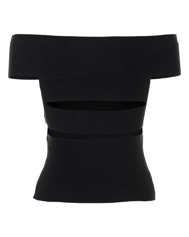 Alexander McQueen Women's Black Stretch Viscose Blend Top Maglie Black