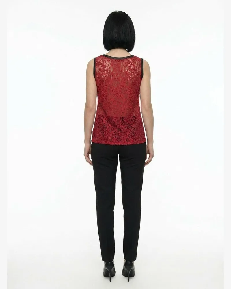 Dolce & Gabbana Women's Bordeaux Acetate Sleeveles T-Shirt Red