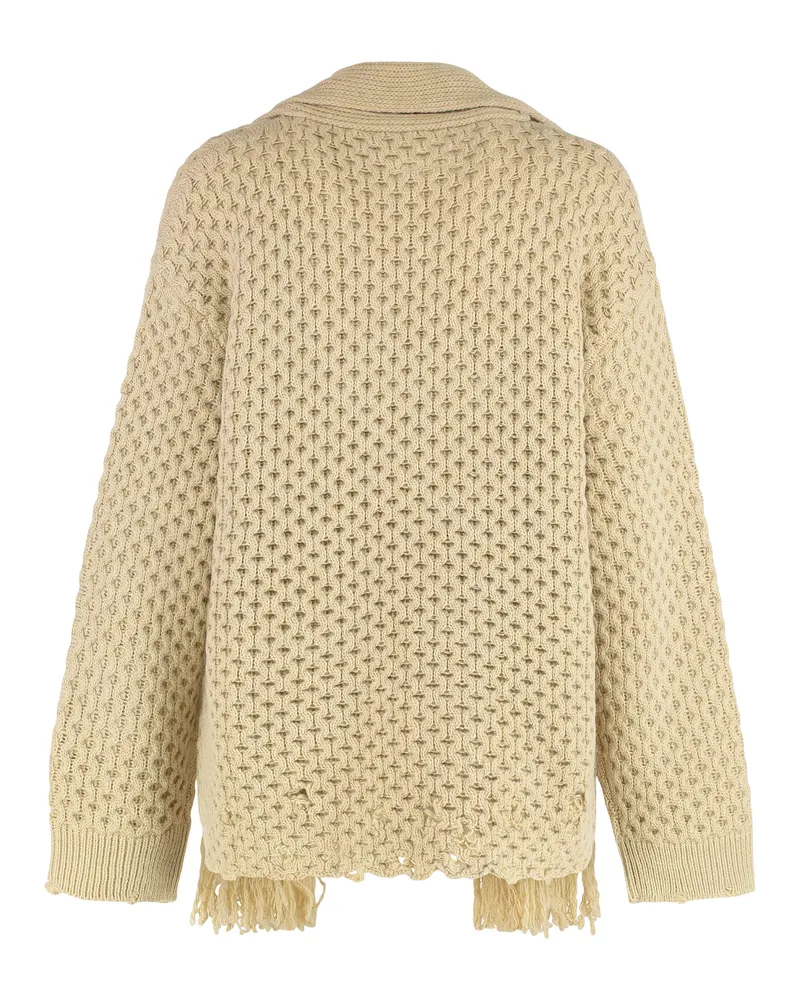 Maison Margiela Women's Crew-Neck Wool-Blend Sweater Beige Melange Virgin Wool Sweatshirts Beige