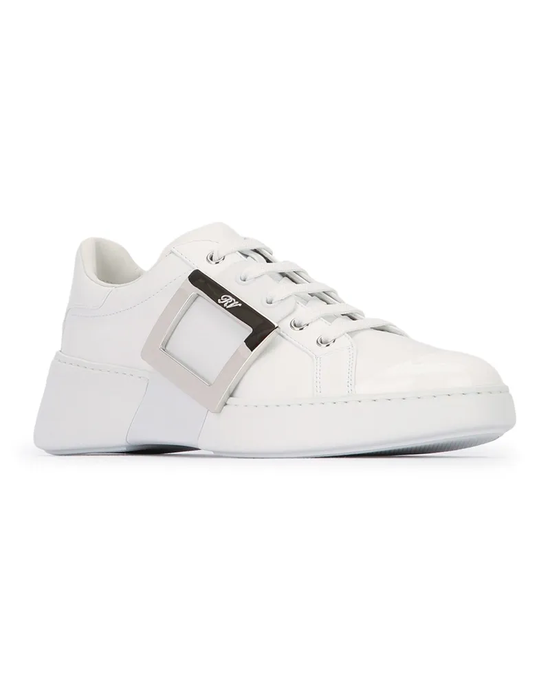 Roger Vivier Women's Viv Skate Met Buc B001 Calfskin Fgl Sneaker White