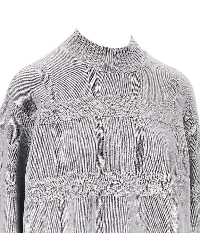 Emporio Armani Grid-Pattern Wool Sweater — Grey Grey