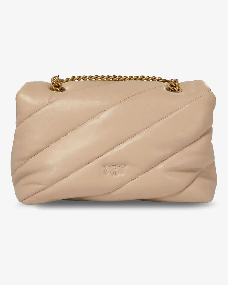 Pinko Women's Love Puff Classic Quilted Leather Crossbody Bag Beige Shoulder Beige