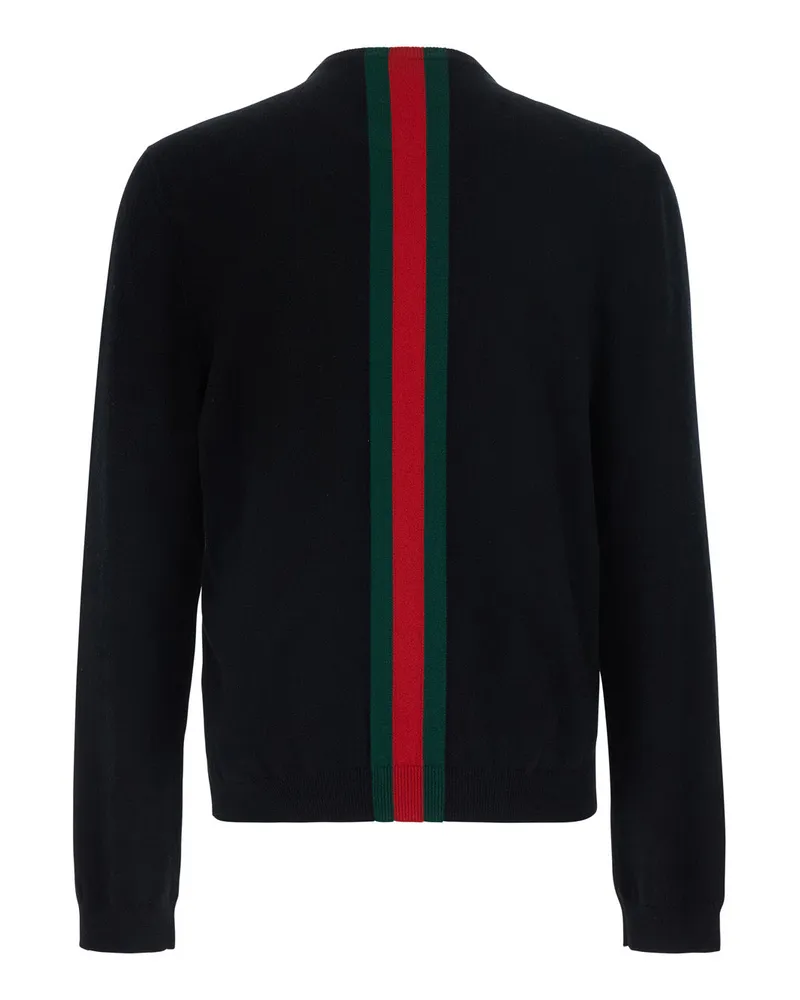 Gucci Men's Crewneck Wool Sweater Blue Tops Top Black