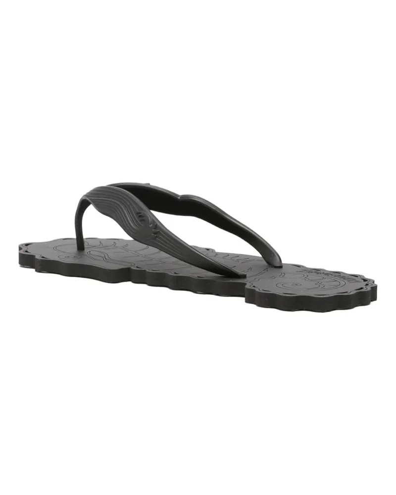 Zimmermann Seahorse-Engraved Thong Sandals — Black Black