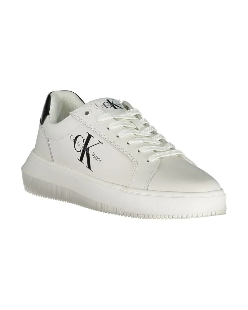 Calvin Klein Logo-Print Leather Sneaker — White White
