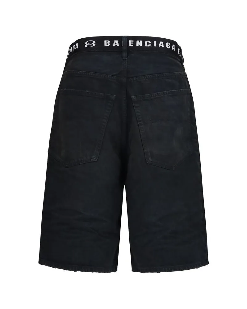Balenciaga Men's Black Cotton Bermuda Shorts Black