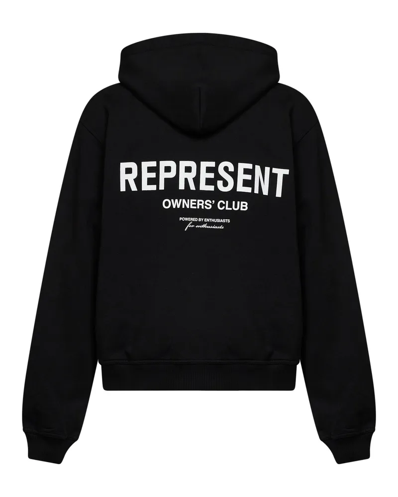REPRESENT Men's Zip-Up Hoodie Owners Club Black Cotton Sweatshirts Sweater Black