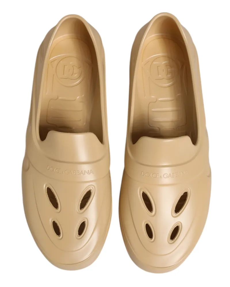 Dolce & Gabbana Men's Beige Rubber Slides Low Top Sneakers Shoes Tb+tu Beige