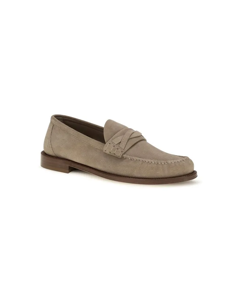 Brunello Cucinelli Suede Leather Loafer — Beige Beige