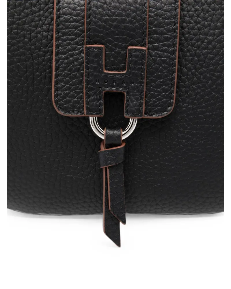 Hogan Pebbled Leather Hobo Bag — Black Black