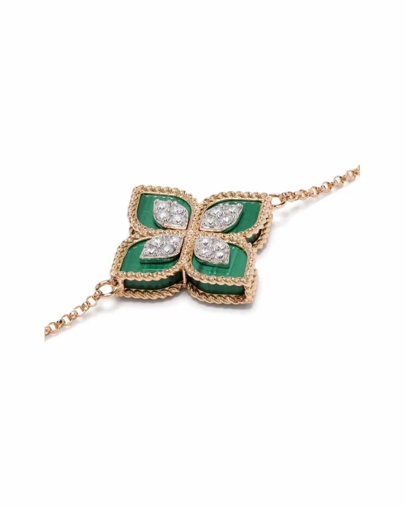 Roberto Coin Women's 18kt Rose Gold Princess Flower Malachite And Diamond Bracelet Continuty Green