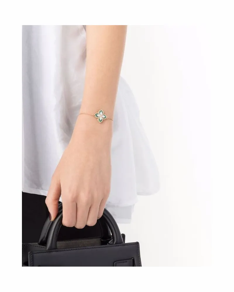 Roberto Coin Women's 18kt Rose Gold Princess Flower Malachite And Diamond Bracelet Continuty Green