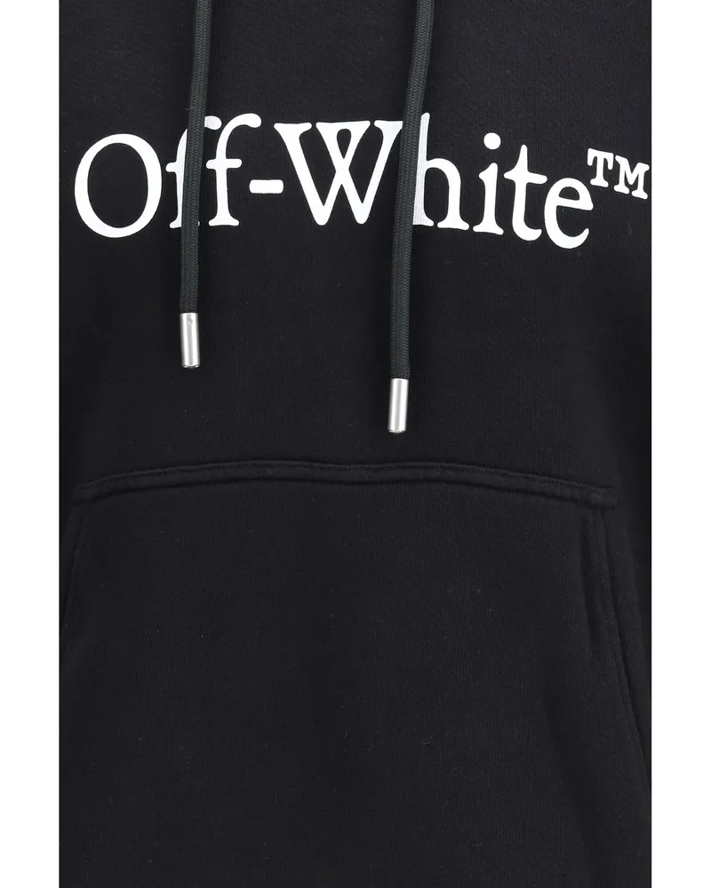 OFF-WHITE Men Hoodie Big Logo Bookkish Over Black-White Cotton Sweatshirts Black/white Sweater Black