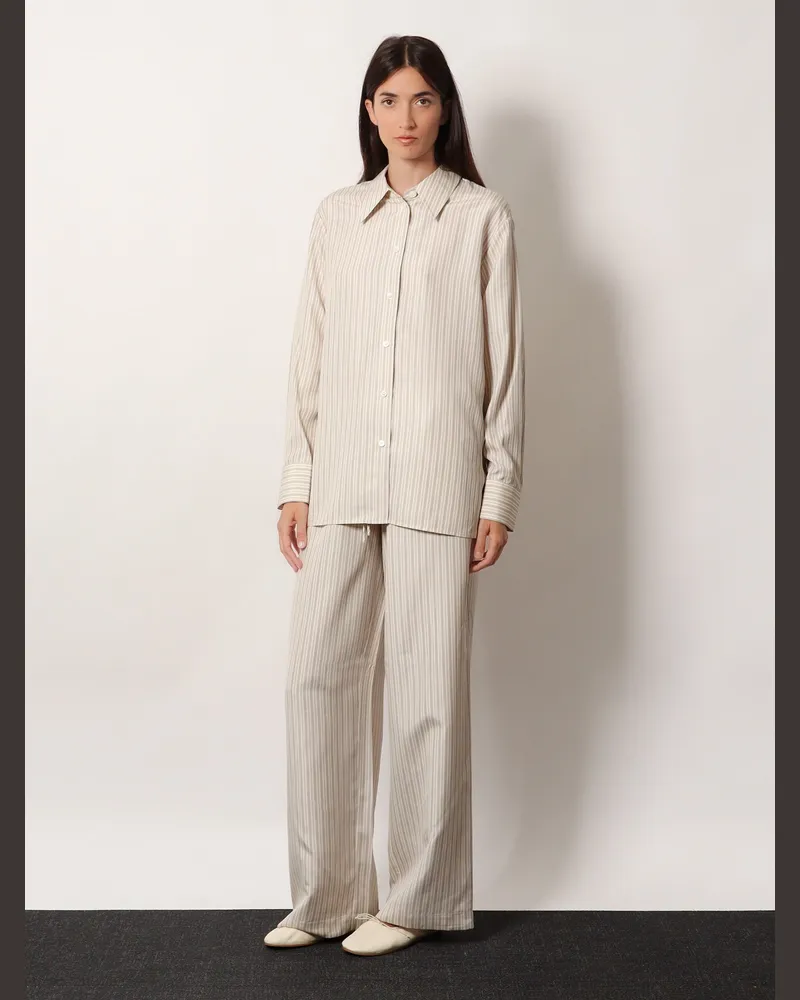 Róhe Women's Trousers Striped Silk Beige Beige