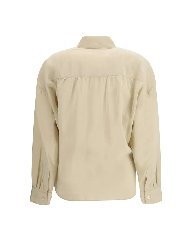 Christophe Lemaire Women's Beige Silk Dress Shirt Beige