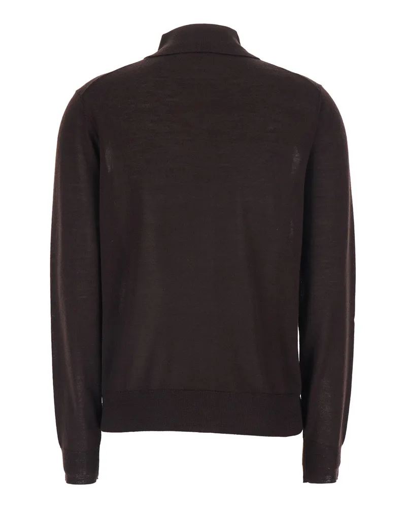 P.A.R.O.S.H. Polo-Collar Wool-Blend Sweater — Brown Brown