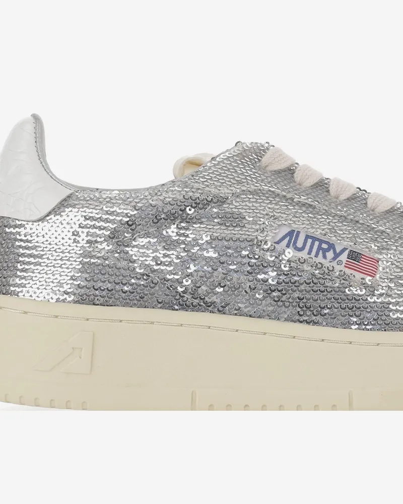 AUTRY Women's Dallas Low Sparkling Sneakers Silver Polyester Trainers Silver