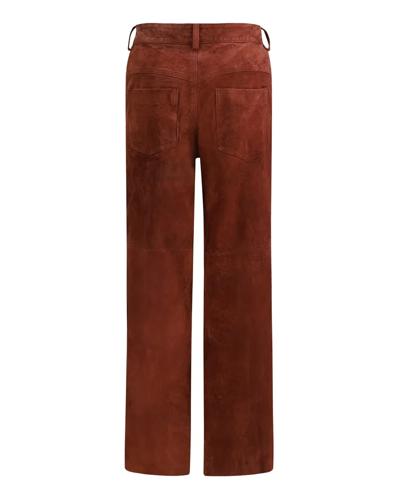 Salvatore Santoro Women's Suede Pants Prune Leather Trousers Brown