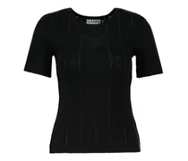 Women's Compact Pointelle Rib T-Shirt Black Cotton