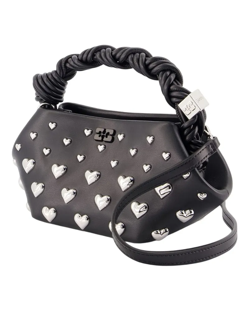Ganni Bou Mini Hearts Top Handle Bag — Black Black