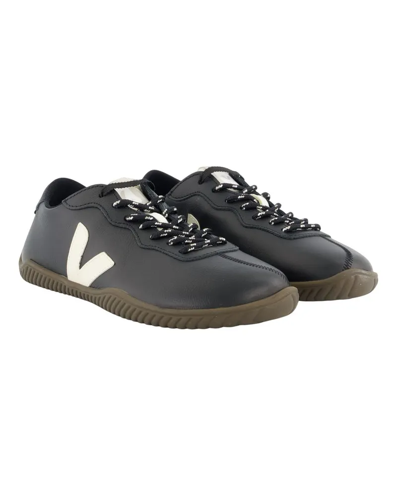 VEJA Women's Jitsu Sneakers -  Leather Black Calfskin Shoes Black