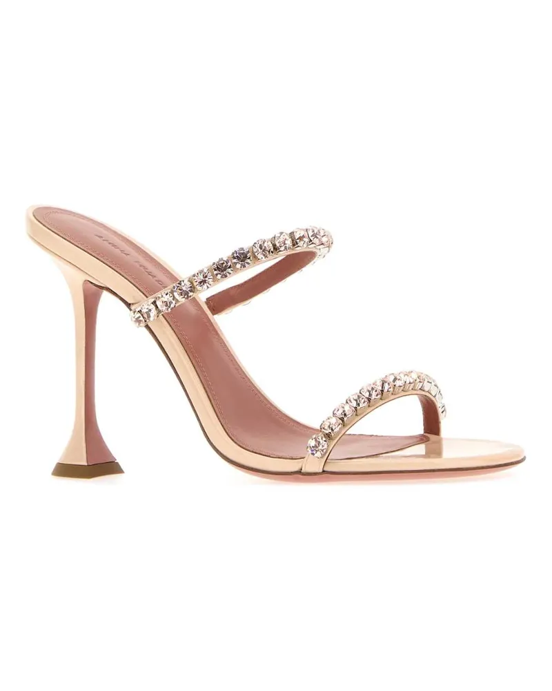 Amina Muaddi Women's Skin Pink Leather Gigi Mules Peachagol Scarpe Con Tacco High Heel Shoes Pink