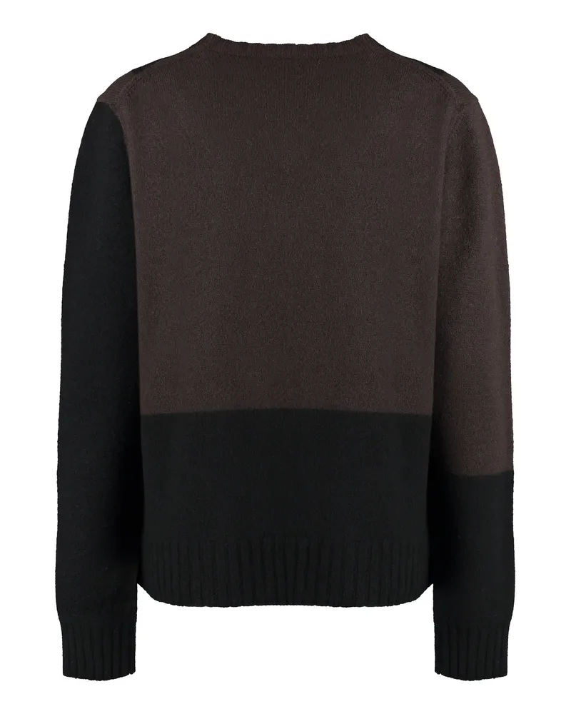 Jil Sander Women's Crew-Neck Geometric Wool Sweater Brown Brown