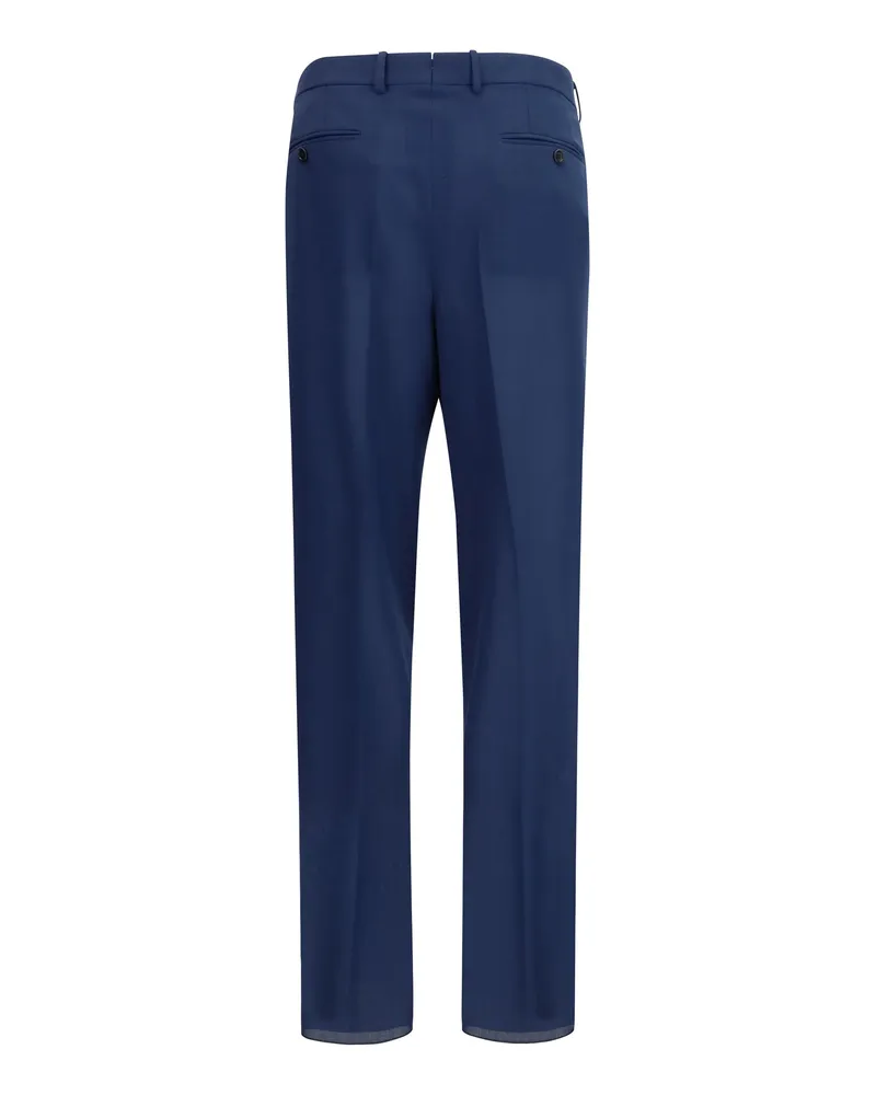 Tom Ford Men's Pleated Pants Prussian Blue Wool Ovis Aries Trousers Prussian