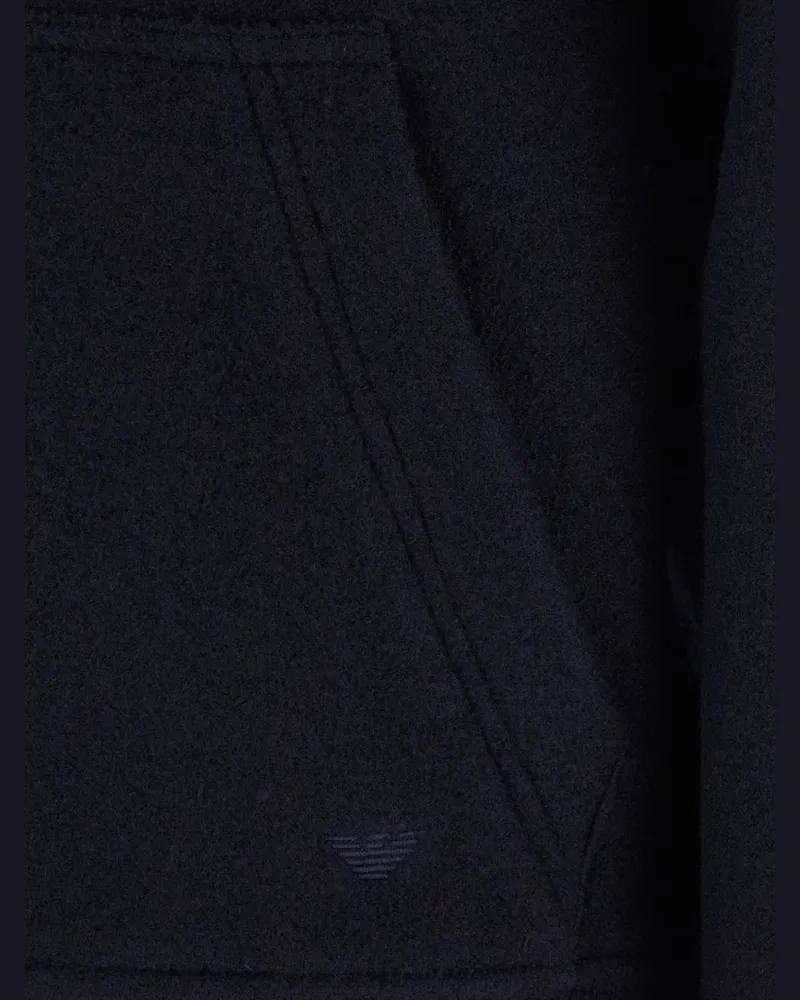 Emporio Armani Wool Blend Hooded Hoodie — Navy Navy