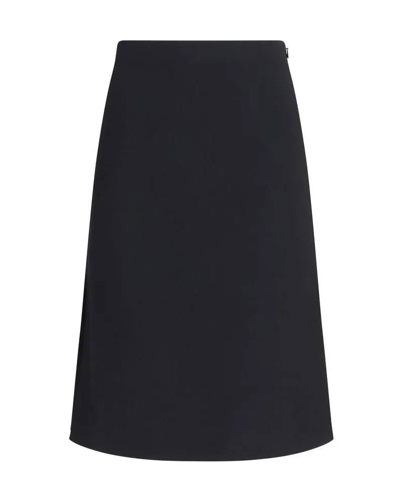 Fendi Wool and Silk Blend Midi Skirt — Black Black