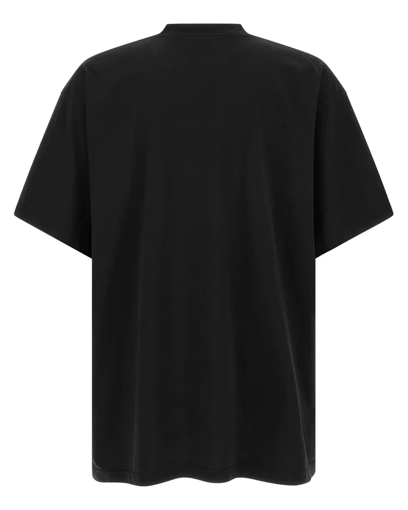Balenciaga Graphic-Print Cotton T-Shirt — Black Black