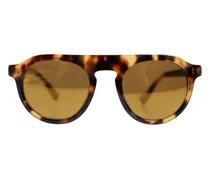 GLA1350 Leopard Print Acetate Round Sunglasses — Brown