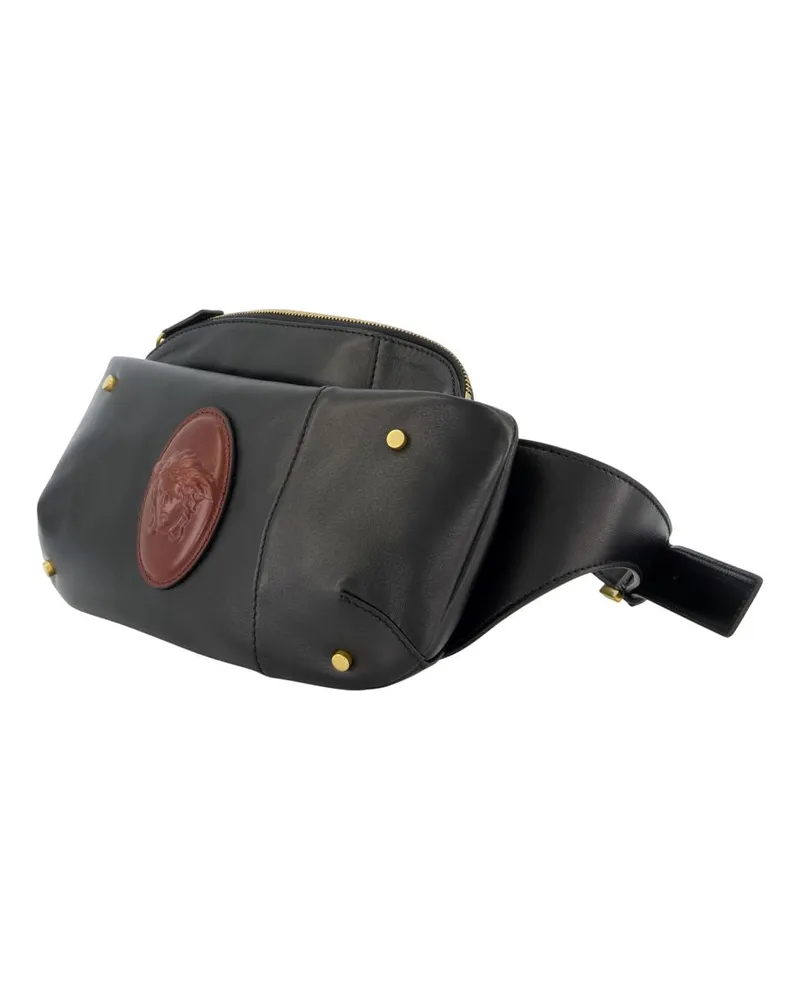 Versace Men's Small Bum Belt Bag -  Leather Black Lambskin Fanny-Packs Black