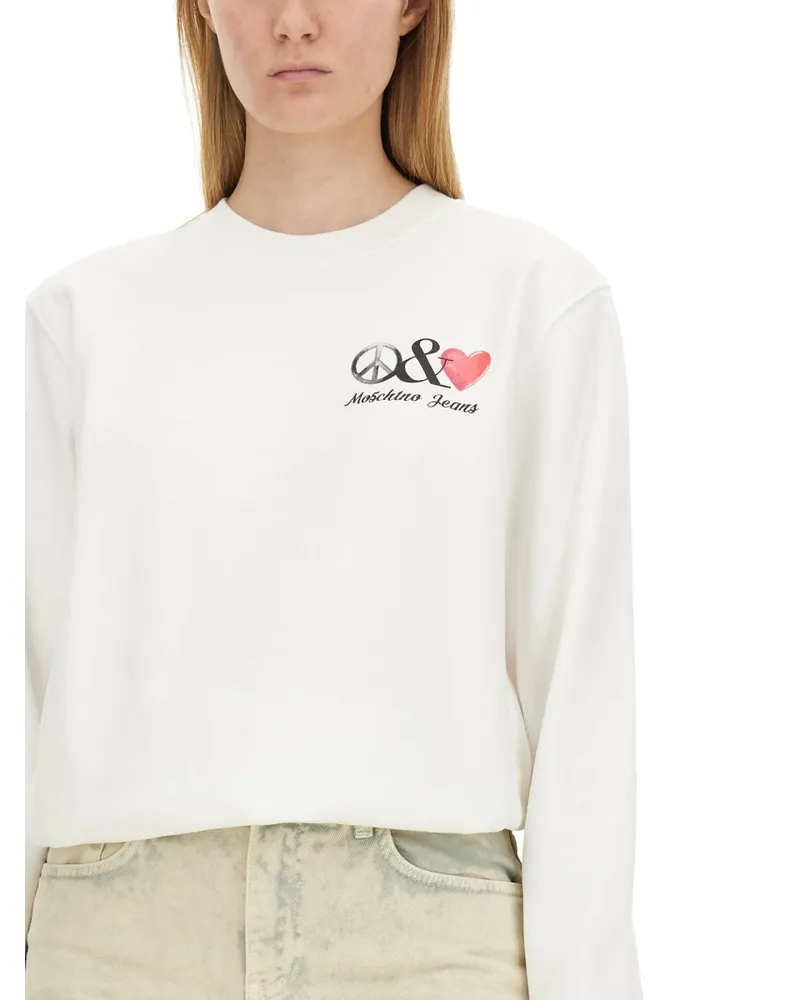 Moschino Logo Cotton Sweatshirt — White White