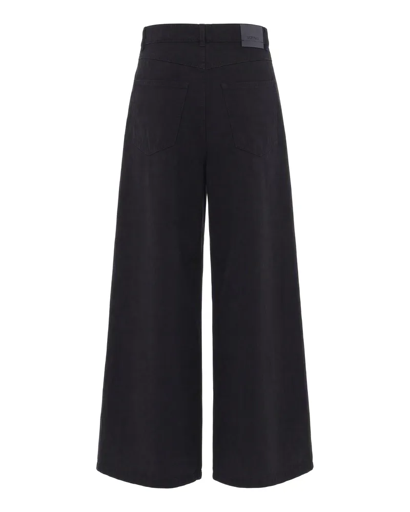 SPORTMAX Wide-Leg Garment-Dyed Trousers — Black Black