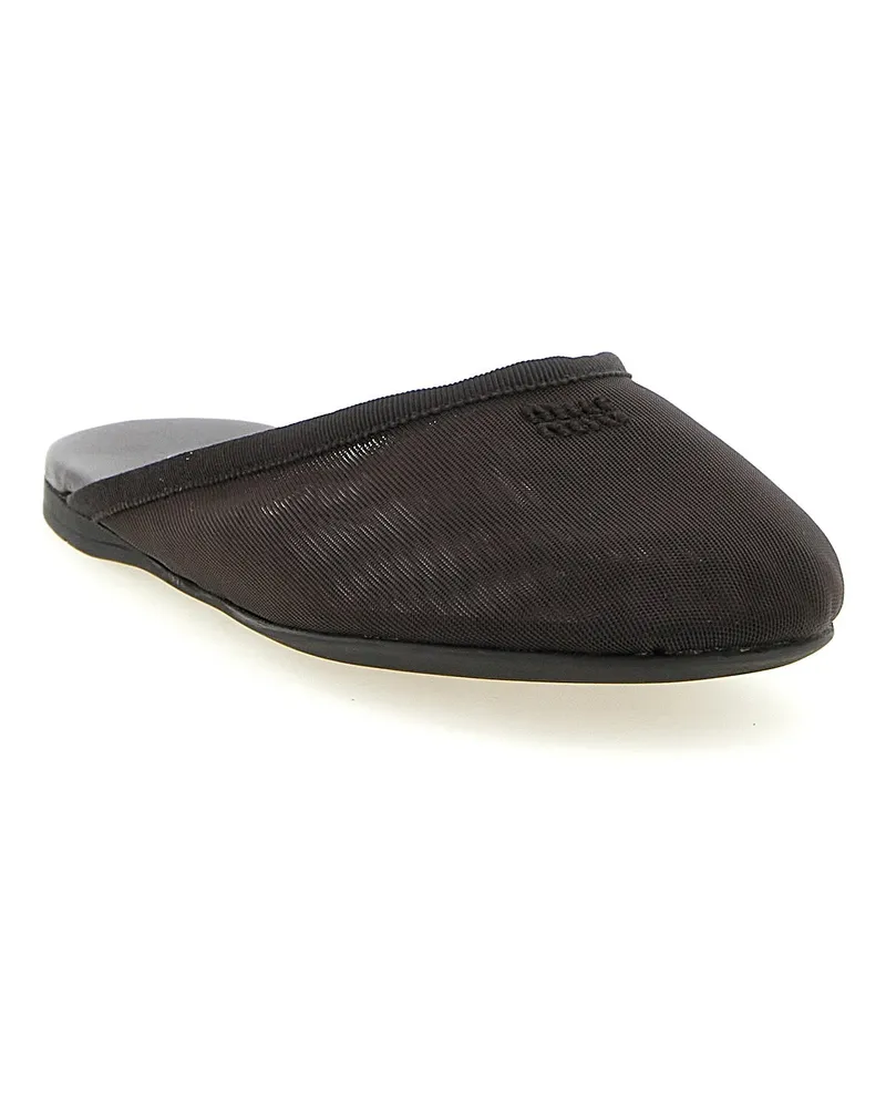 Miu Miu Semi-Transparent Mesh Slippers — Black Black